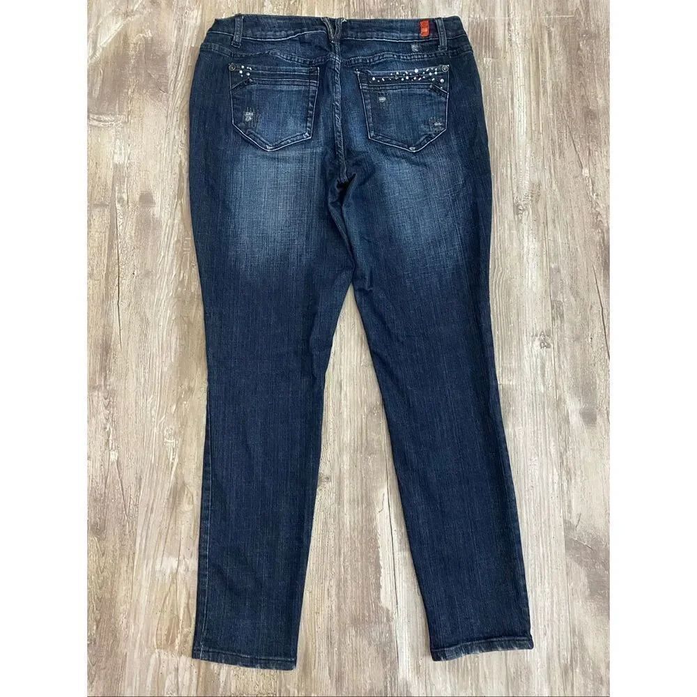 Zana Di Jean High Rise Jeans Dark Wash Rhinestones Women’s Sz 16 - Picture 4 of 6